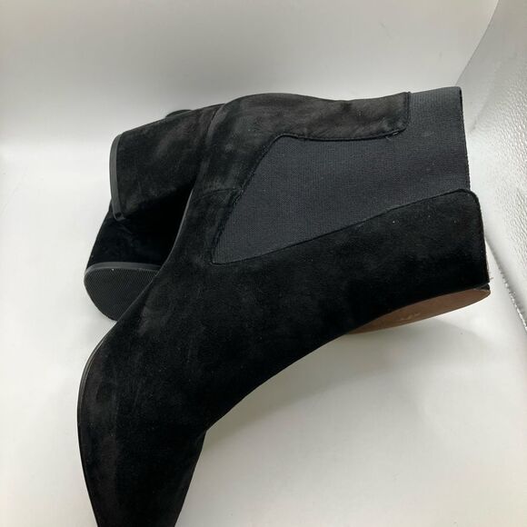 LINEA Paolo Black Suede Womens Ankle Boots with Suede Heel Sz 8 -Gently Used - Picture 3 of 10